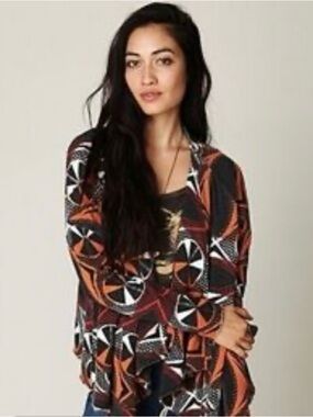 Free People Aztec Tribal Rust Cardigan
